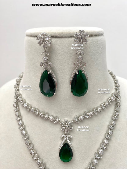 Lauren Silver American Diamond Necklace set