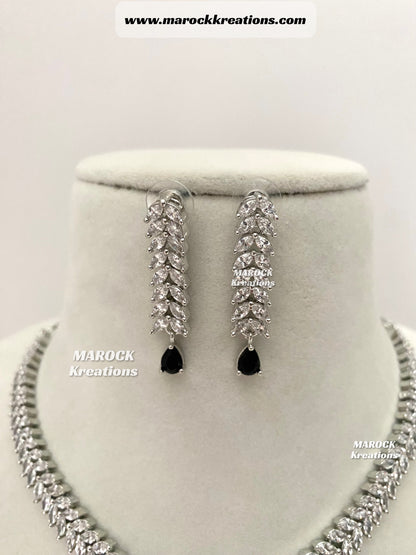 Ava Silver base American Diamond Necklace set