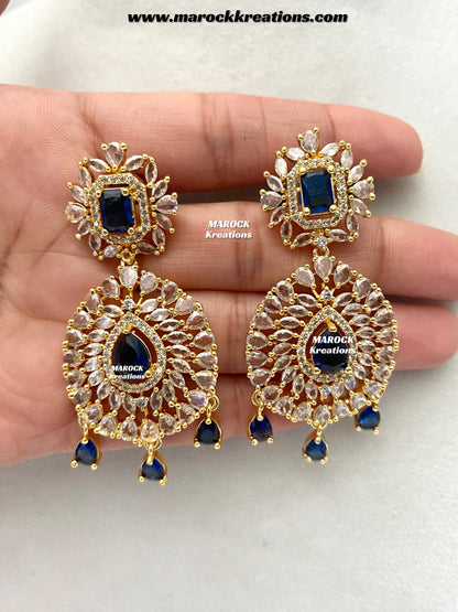 Farhat Golden American Diamond Necklace set