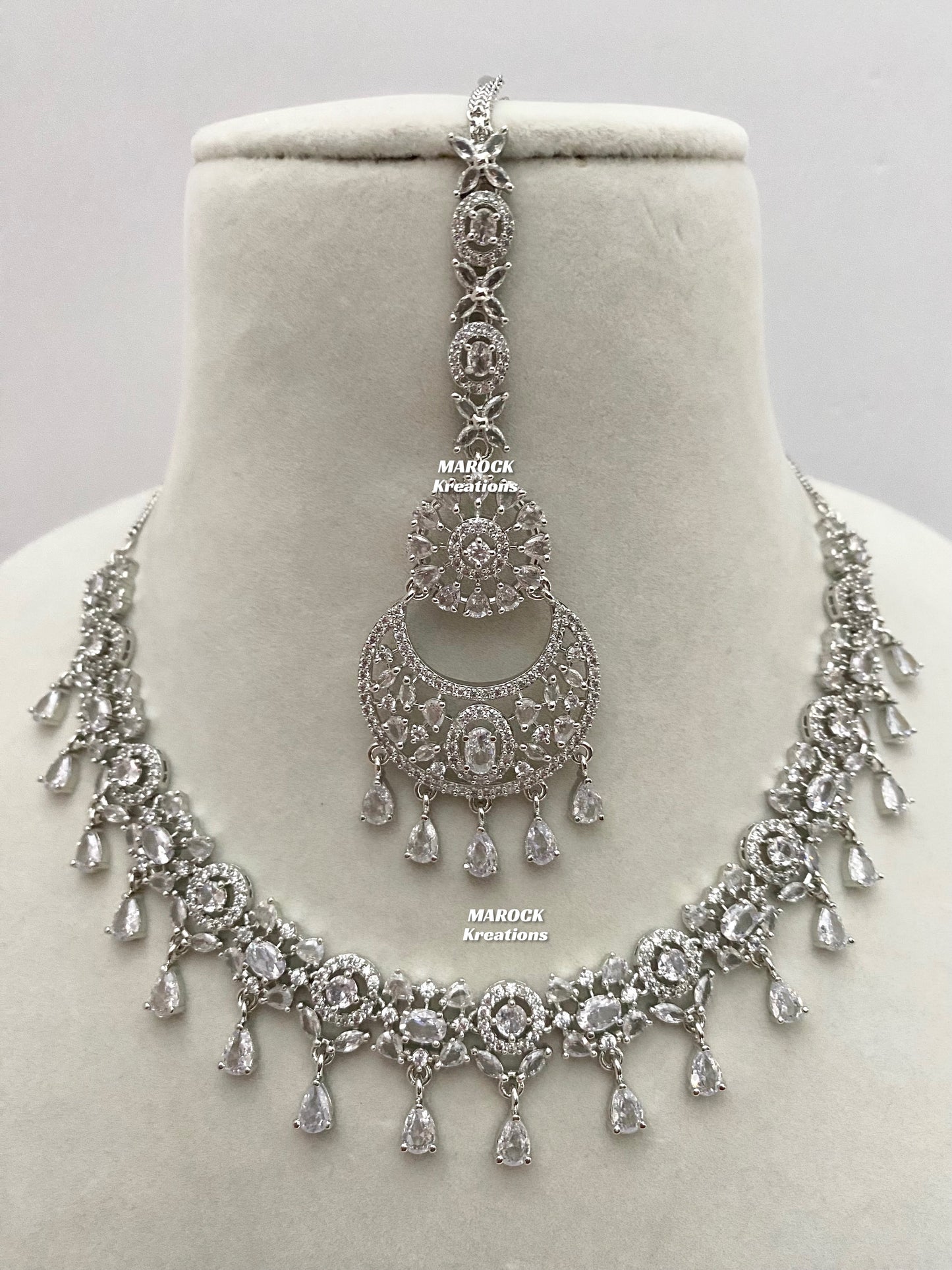 Silver American Diamond Necklace set