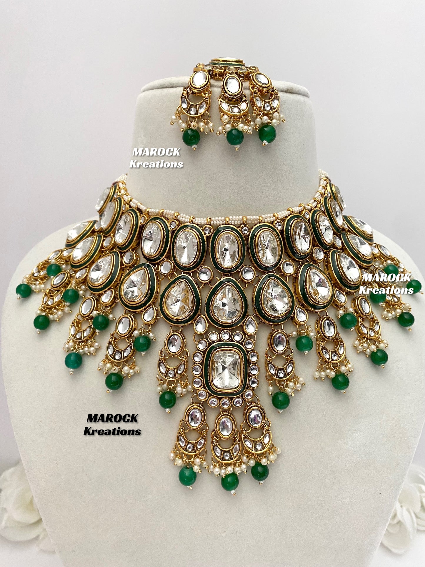 Trendy Uncut Kundan Statement Necklace set/Bridal set