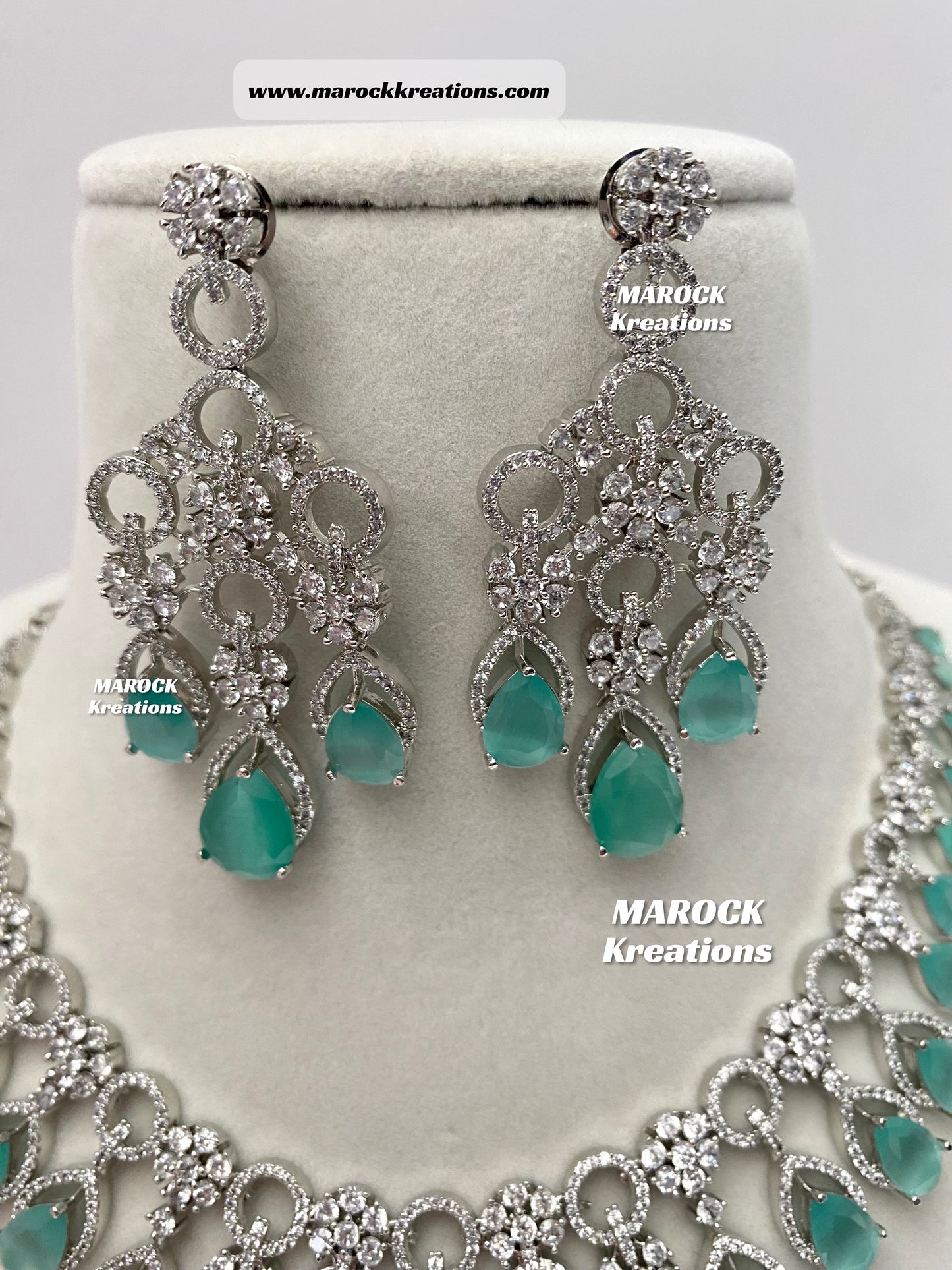 Anshika Silver American Diamond Necklace set