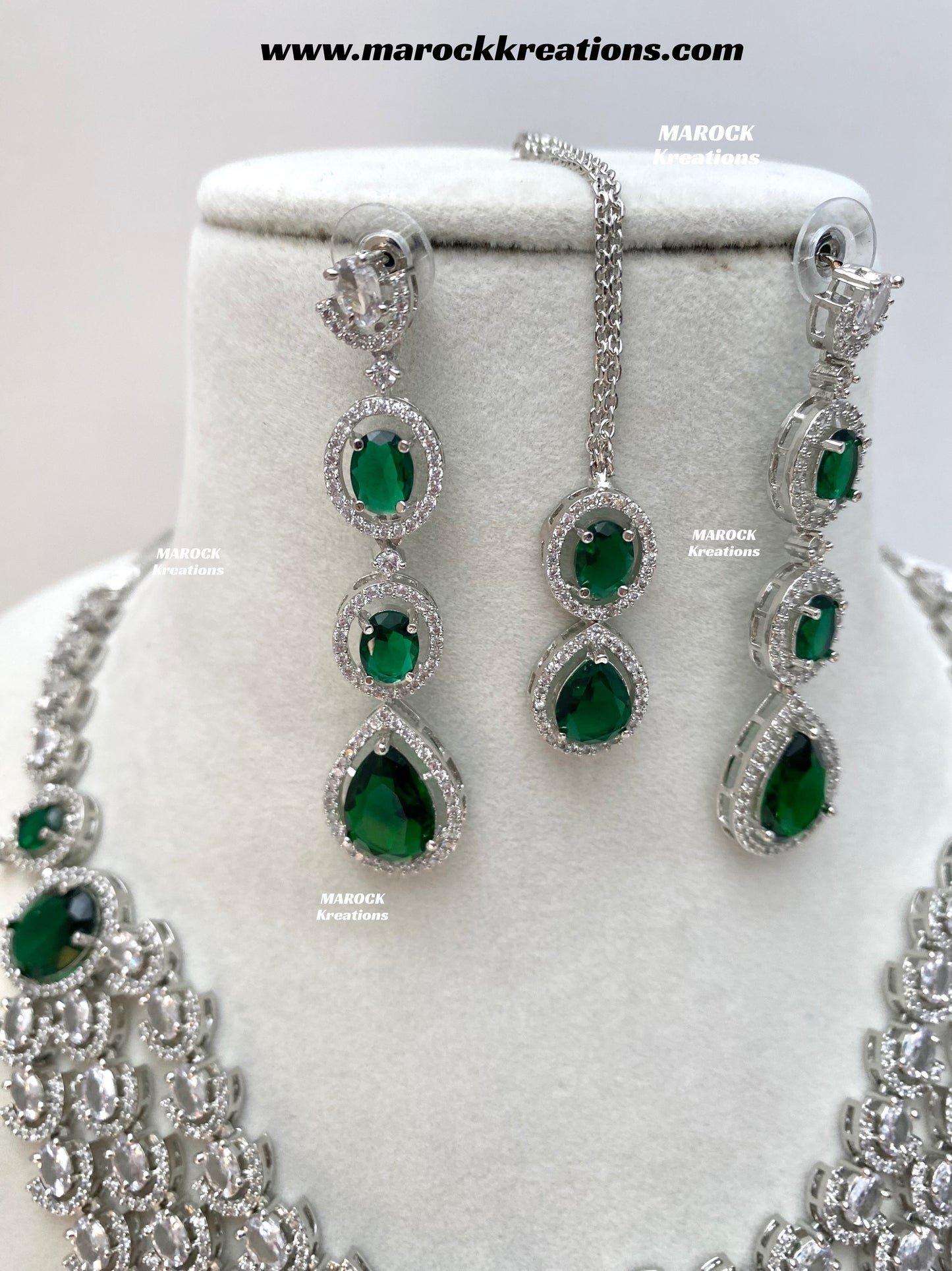Gannat Silver American Diamond Necklace set