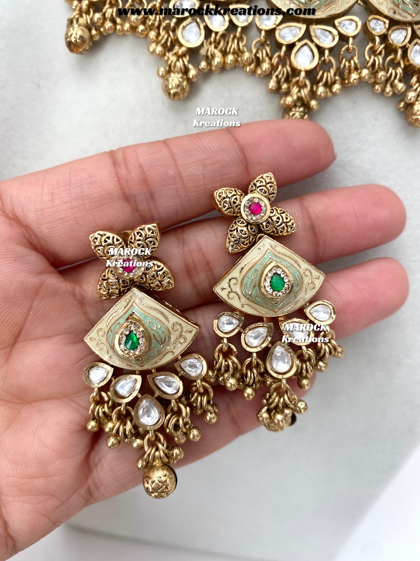 Rashida Premium Quality exclusive Gold Plated Meenakari Rajwadi necklace set