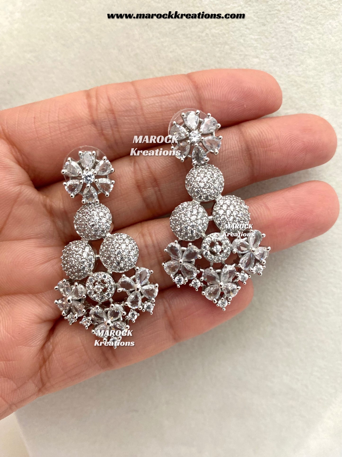 Kristin Silver American Diamond triple layer Necklace set