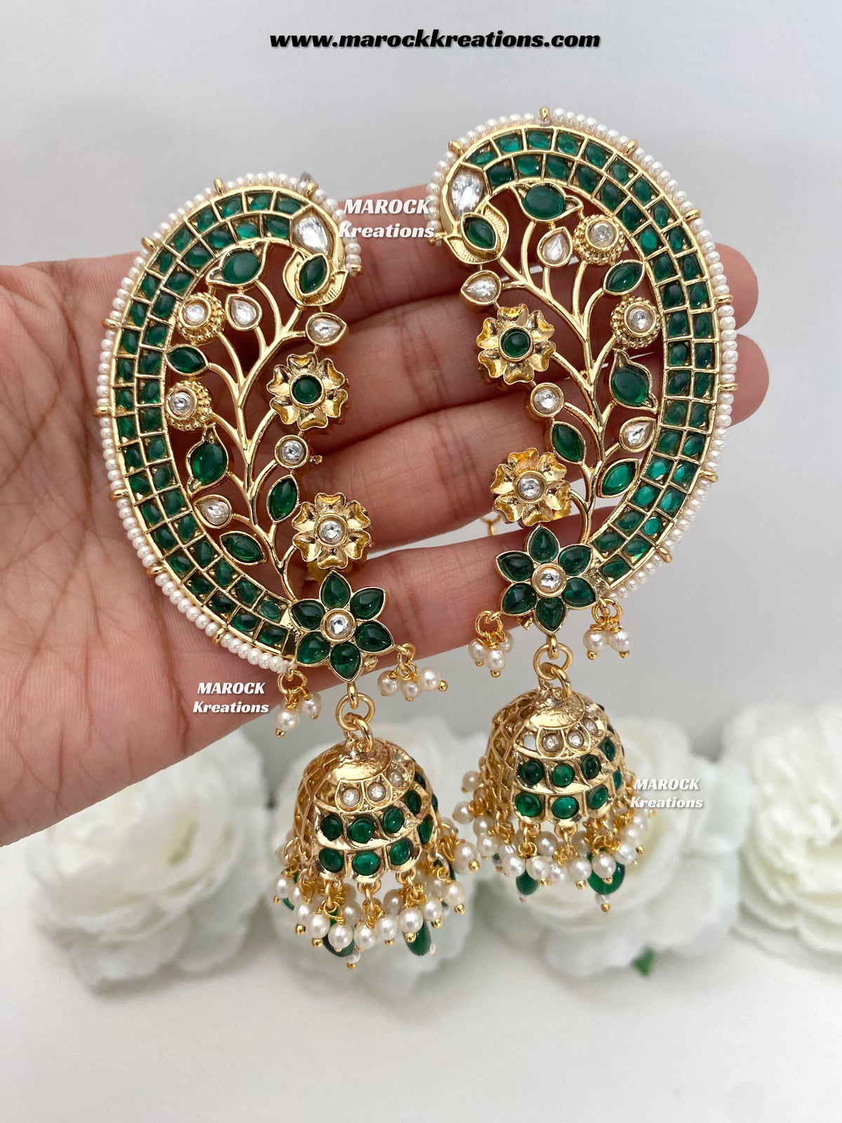 Shilpy Premium quality Gold plated Earcuff style Statement Jhumki Earrings