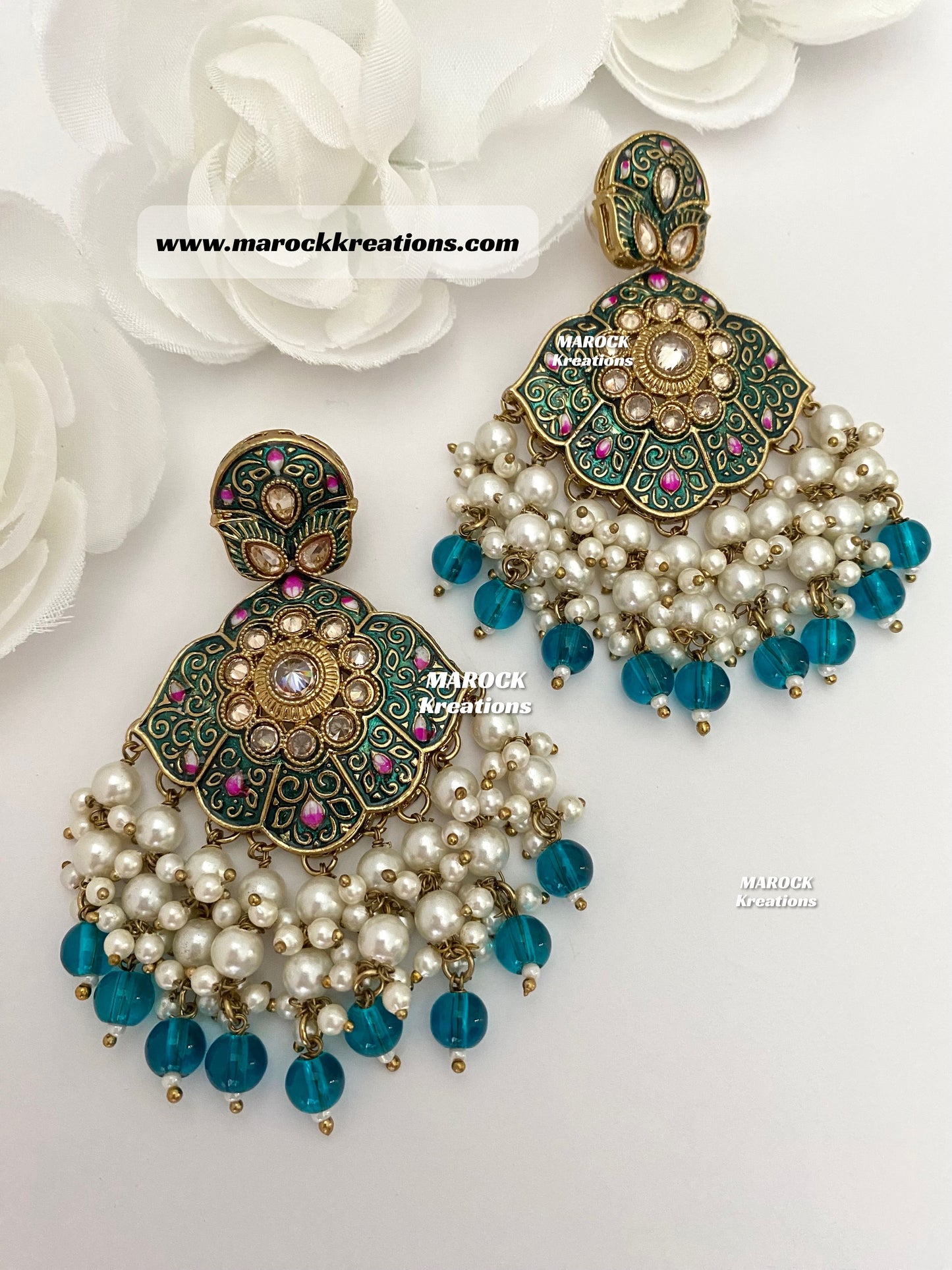 Premium Quality Polki Meenakari Statement Earrings