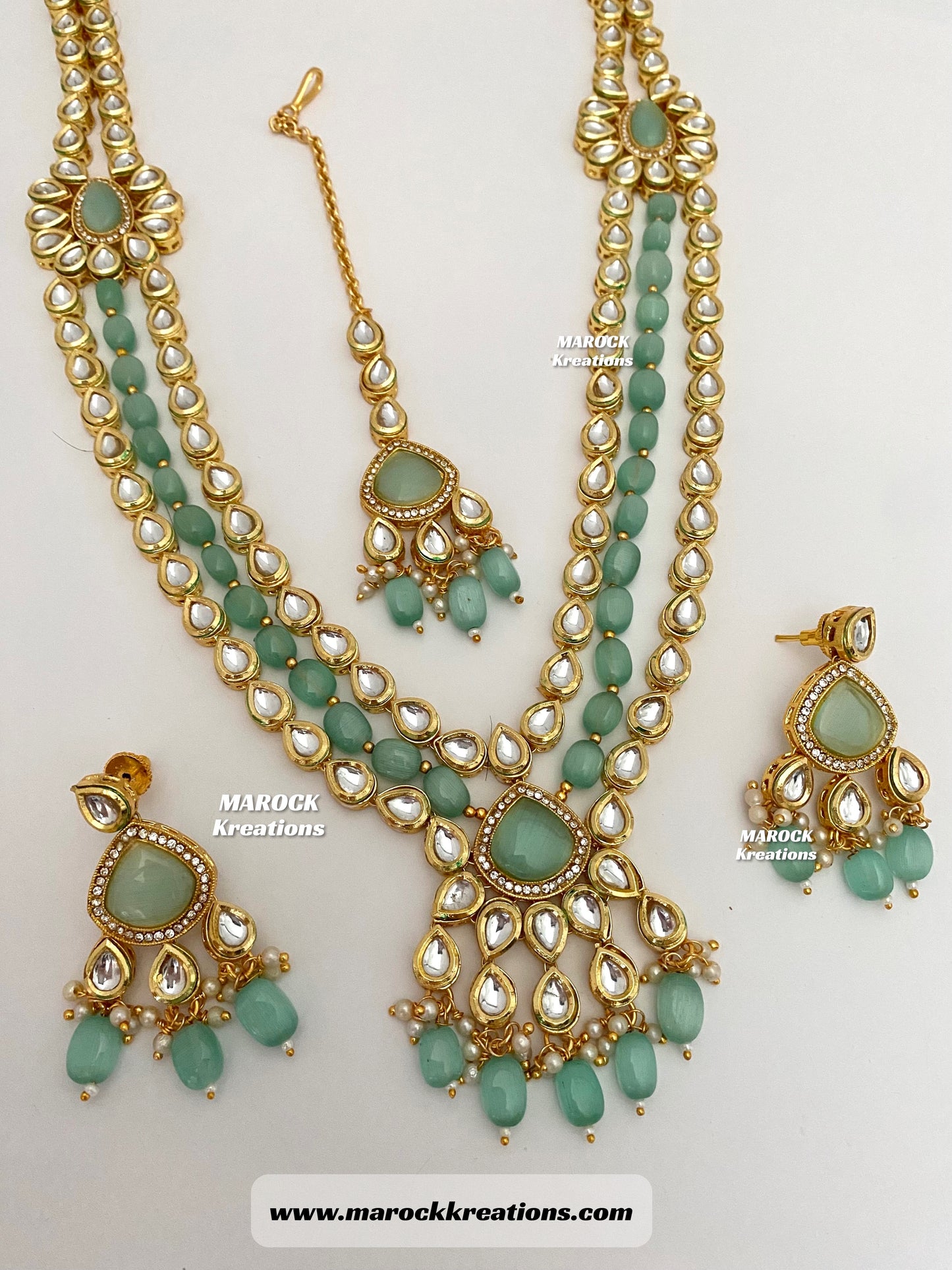 Kundan and Monalisa Rani Haar/Long necklace (Back side Meenakari)