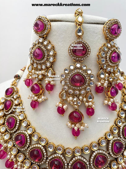 Harsha Premium Quality Kundan and Monalisa stone Statement Necklace set