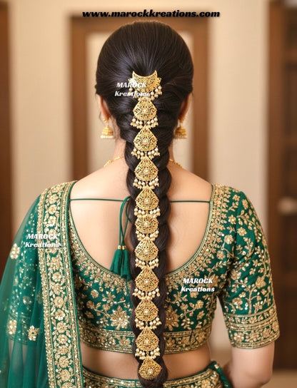 Gold plated Jadau Navratan braid Jewelry/Choti