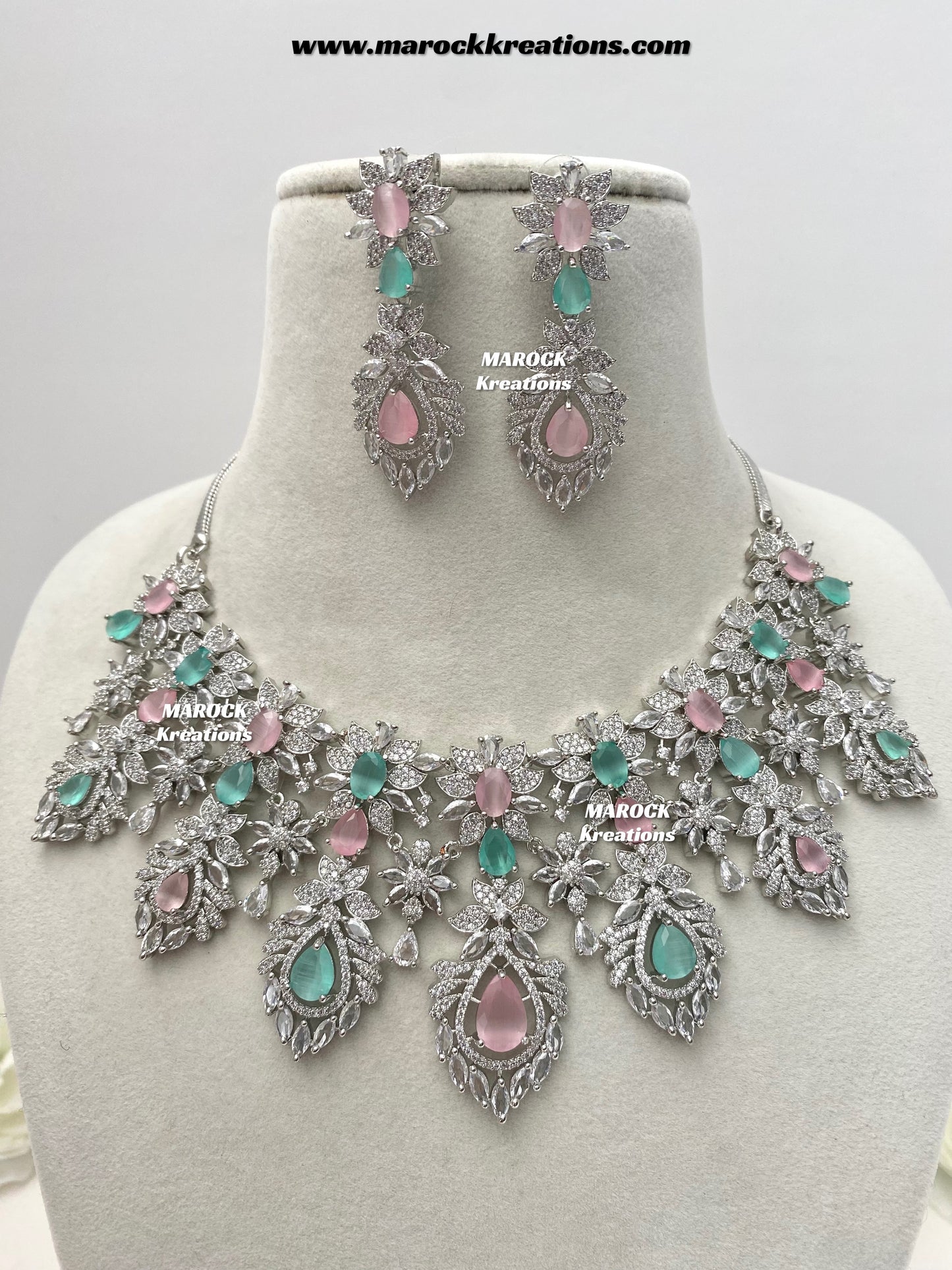 Austin Silver American Diamond Necklace set