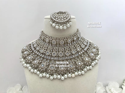 Polki Silver Necklace set/Bridal set