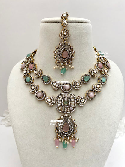 Hanali Victorian Kundan Statement Necklace set