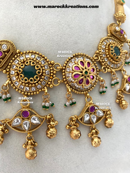 Rumela Premium Quality exclusive Gold Plated heritage necklace set