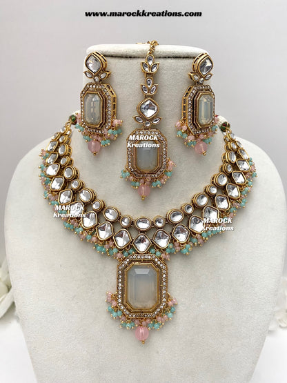 Shabnam Premium Quality Kundan Statement Necklace set