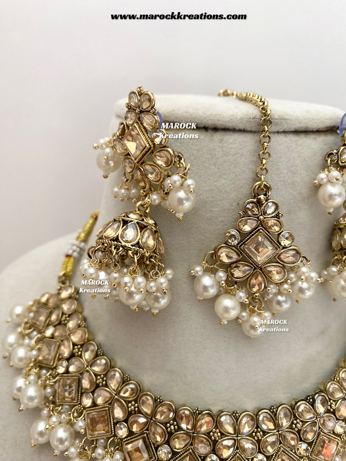 Anami Antique Gold Polki Necklace set