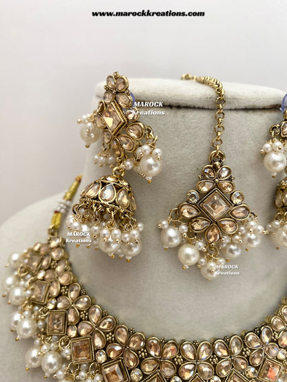 Anami Antique Gold Polki Necklace set