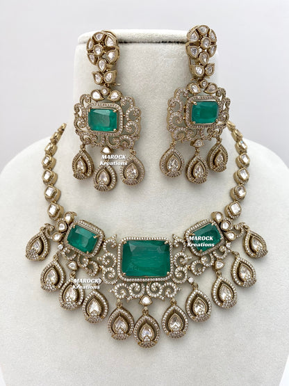 Labiba Sabyasachi inspired Premium Quality Moissanite Kundan with doublet stone Statement Necklace set