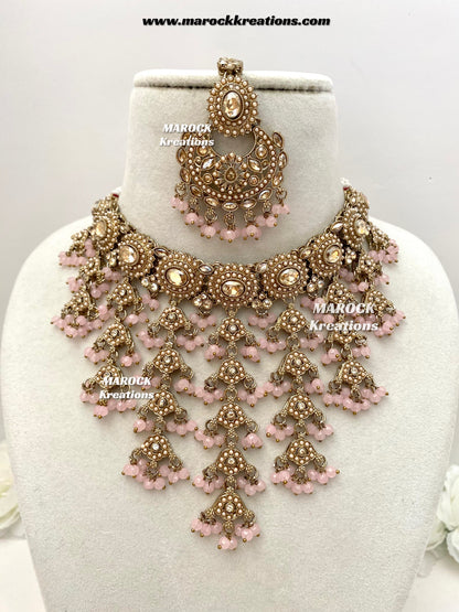 Shaya Antique Gold Polki waterfall Choker set