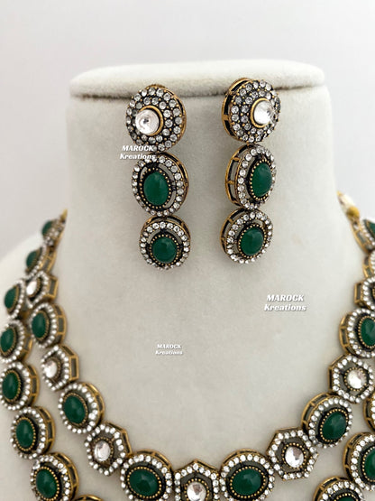 Sheenam Victorian Kundan Double layer Necklace set
