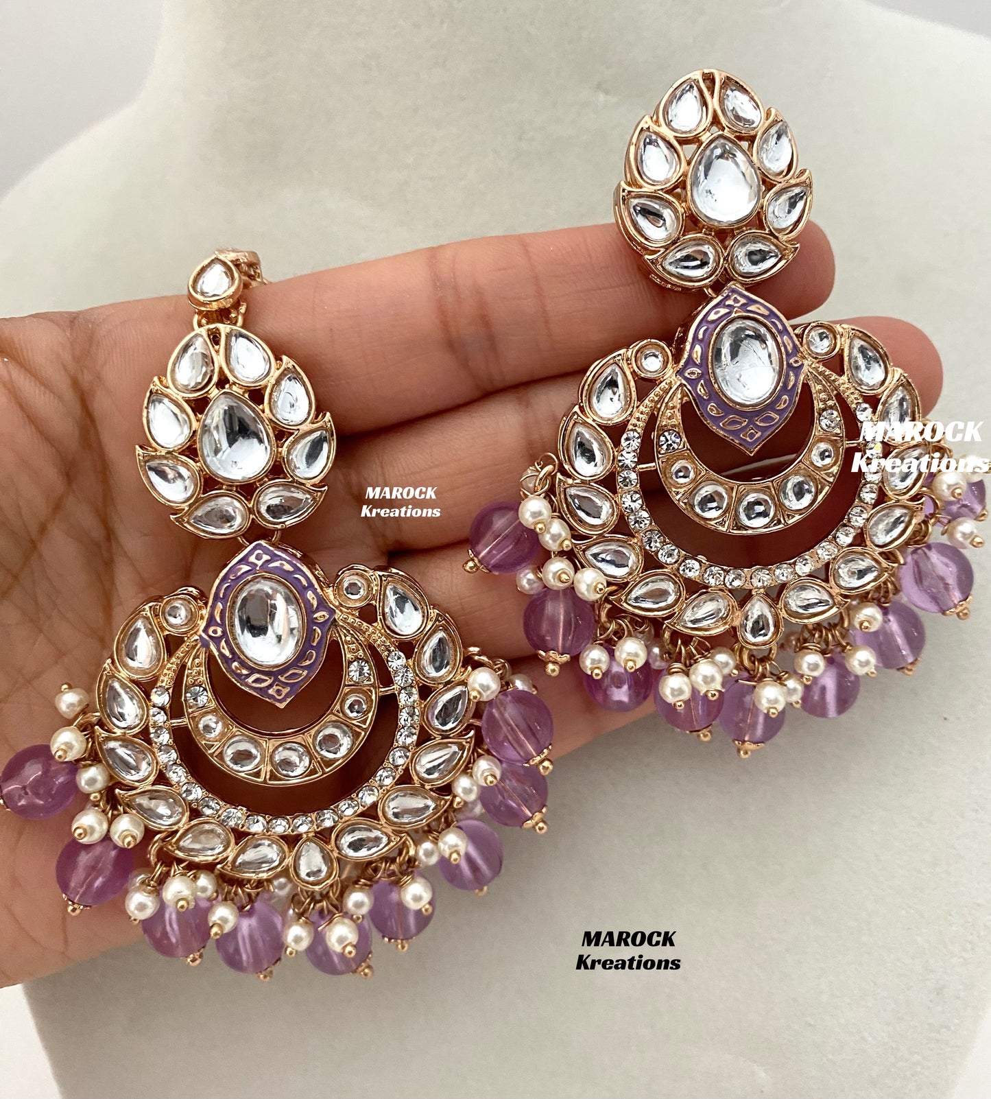 Kaniz Premium Quality Rose Gold Kundan Meenakari Choker/Necklace set