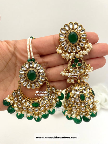 Premium Quality Kundan Jhumki Earrings and tikka sets