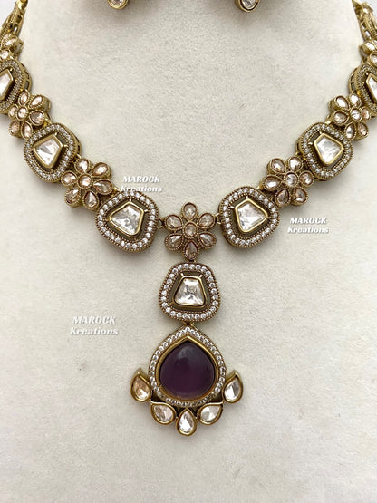 Amara Premium Quality Moissanite Kundan Necklace set