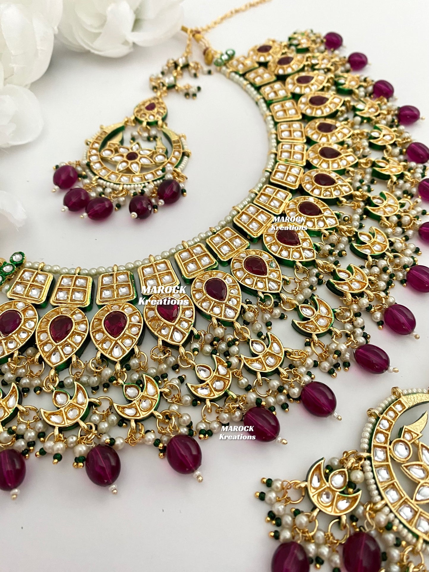 Premium Quality Thappa Kundan Statement Necklace set