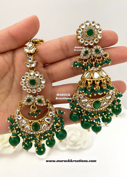 Premium Quality Kundan Earrings and tikka set