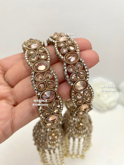 Kaynat Antique Gold Kaleere style Jhumki Bangles/Kade