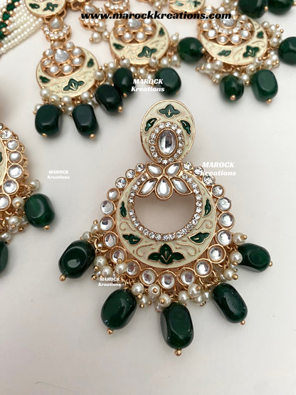 Nirvi Premium Quality Rose Gold Kundan Meenakari Choker/Necklace set