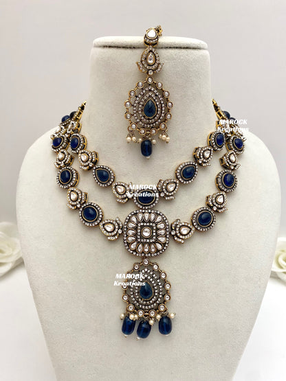 Hanali Victorian Kundan Statement Necklace set