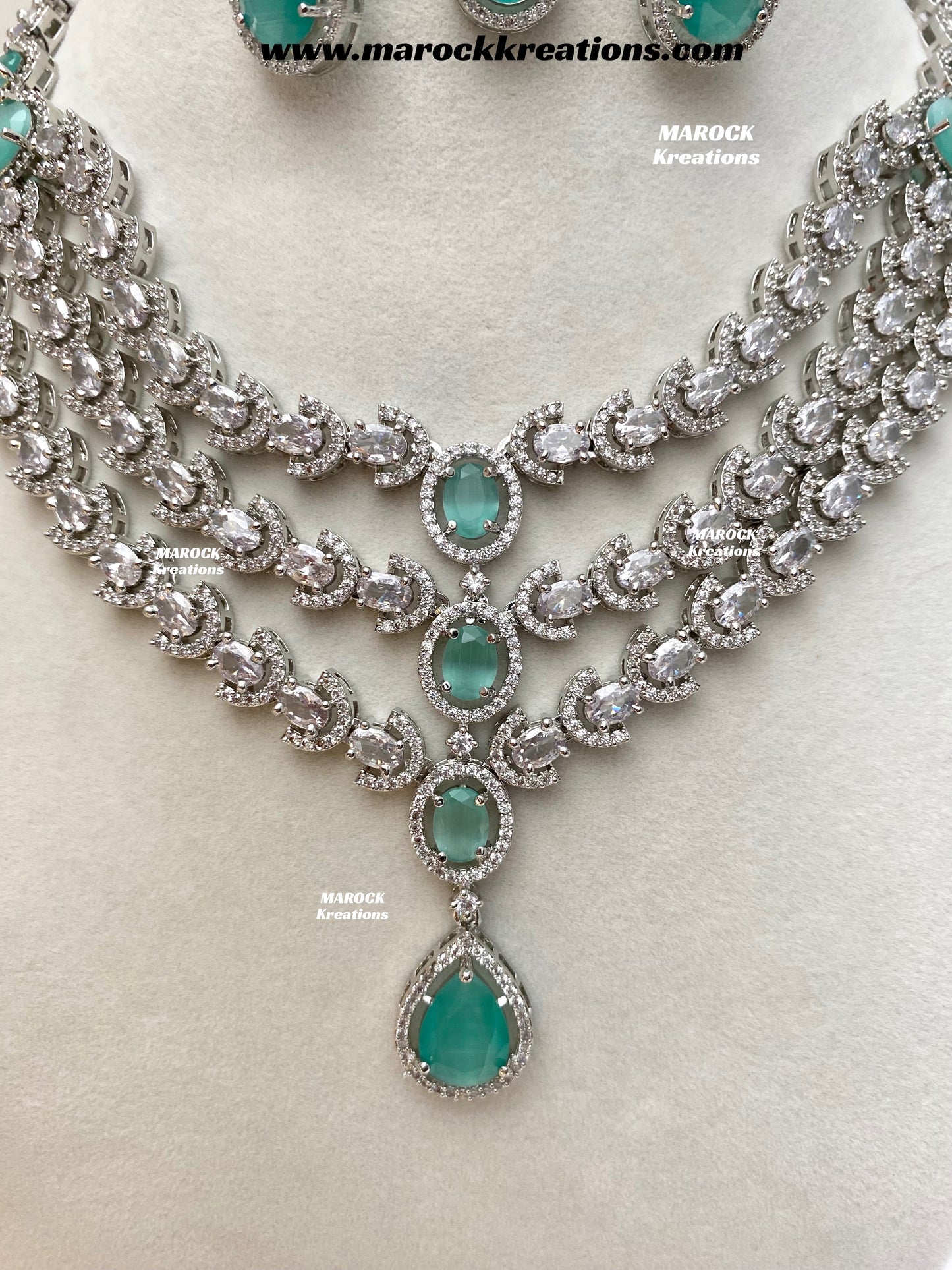 Gannat Silver American Diamond Necklace set