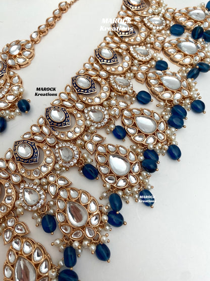 Kaniz Premium Quality Rose Gold Kundan Meenakari Choker/Necklace set