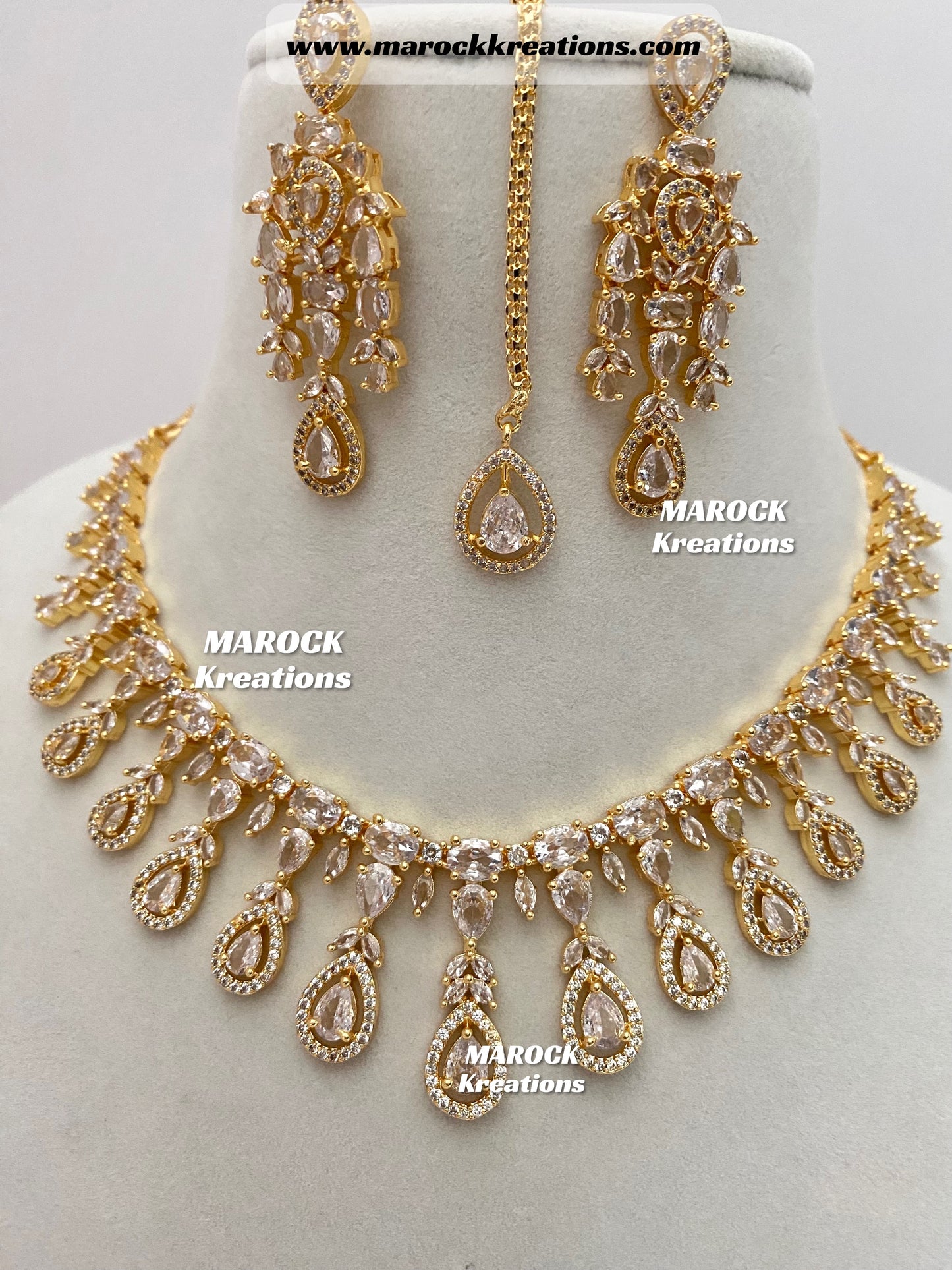 Ashley Golden American Diamond Necklace set