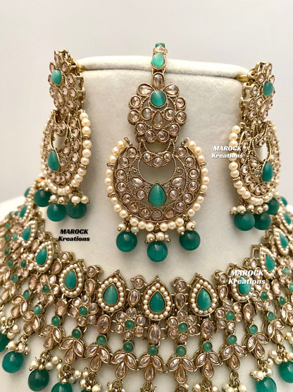 Sadhna Antique Gold Polki Necklace set