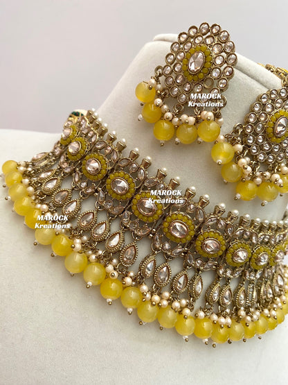 Antique Gold Polki choker sets