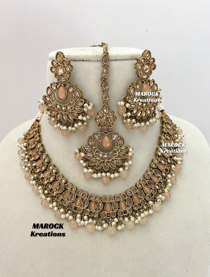 Antique Gold Polki Necklace set