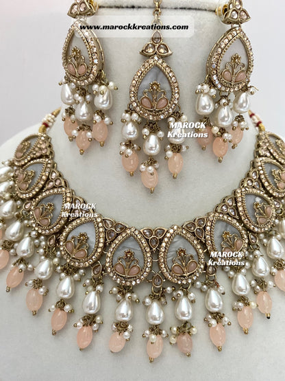 Antique Gold Polki Statement Necklace set