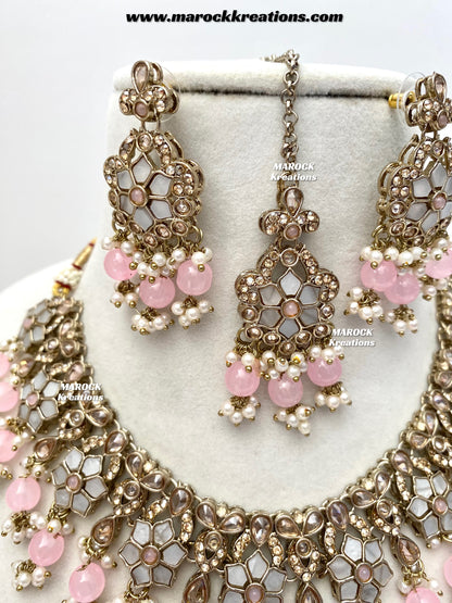 Arpan Antique Gold Polki MOP Statement Necklace set