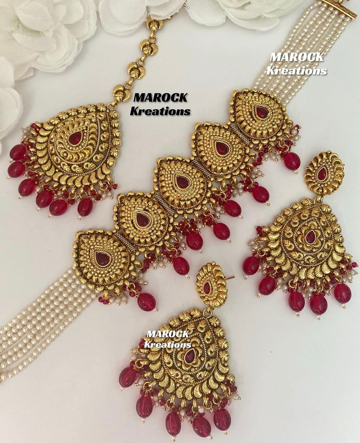 Trendy Gold plated traditional choker sets/Elegant gold look choker sets/Jadau choker Sets