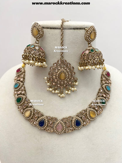Hemani Antique gold Polki Necklace set