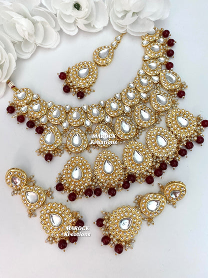 Premium Quality Thappa Kundan Necklace set/Bridal set