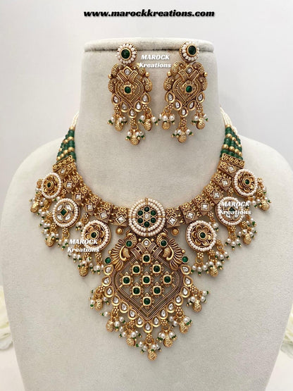 Denia Premium Quality Gold plated Rajwadi Meenakari necklace set