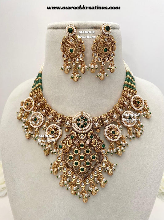 Denia Premium Quality Gold plated Rajwadi Meenakari necklace set