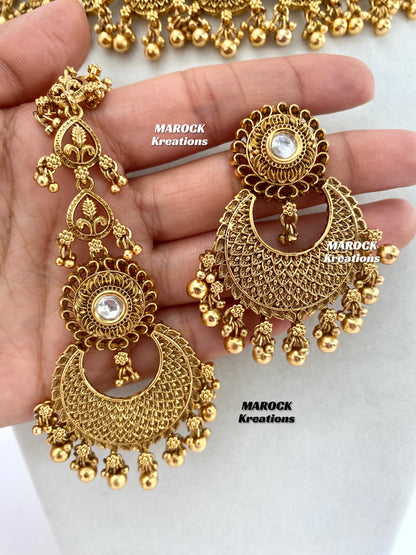 Elegant Gold Plated premium quality Kundan Statement Necklace set/Bridal set