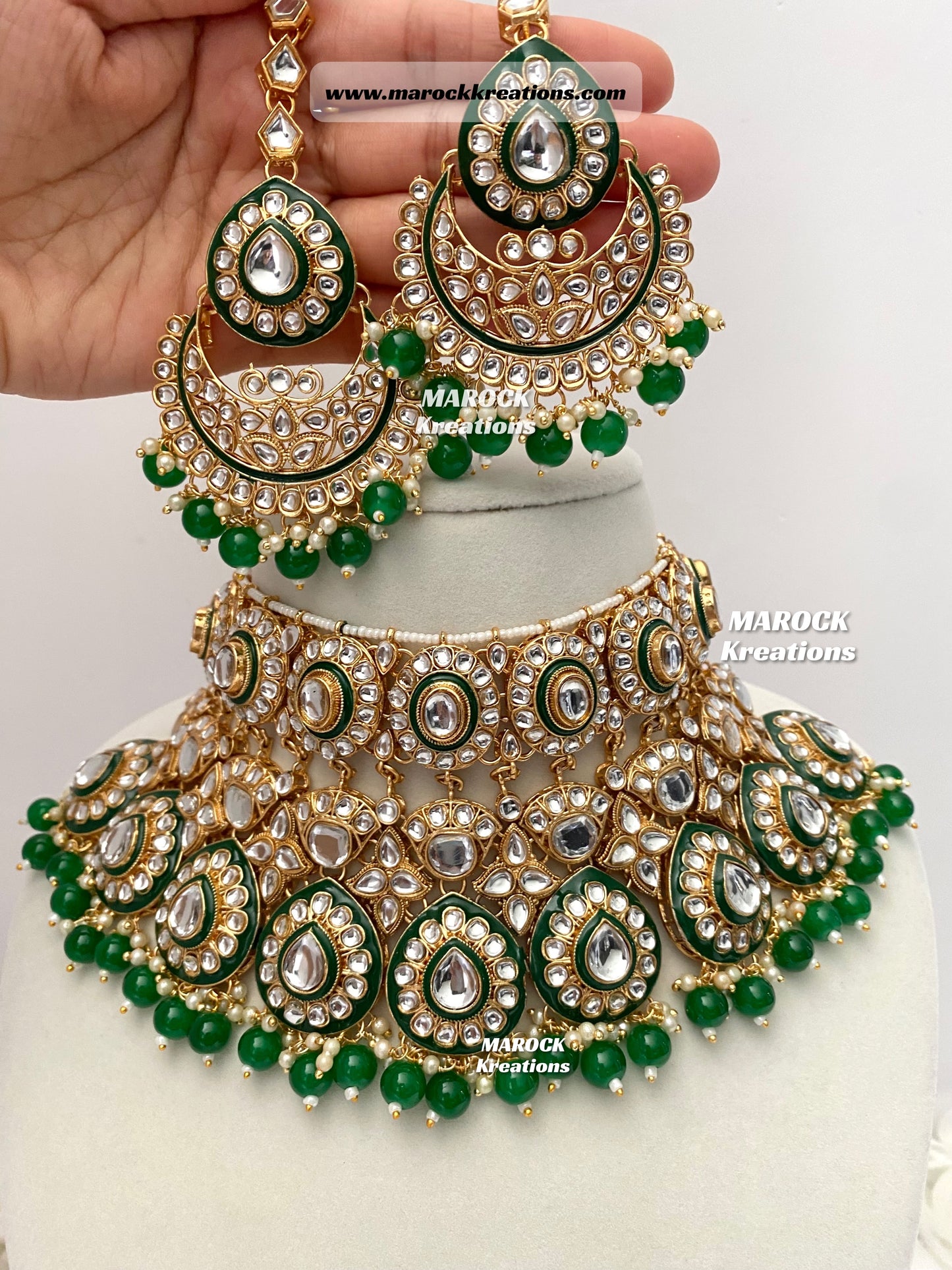 Trendy Uncut Kundan Statement Necklace set/Bridal set