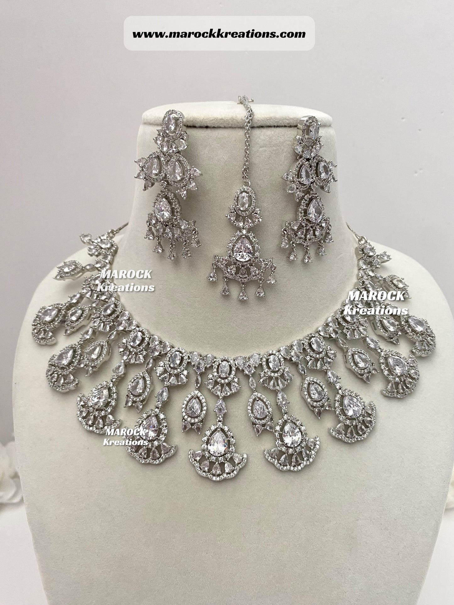 Silver American Diamond Necklace set