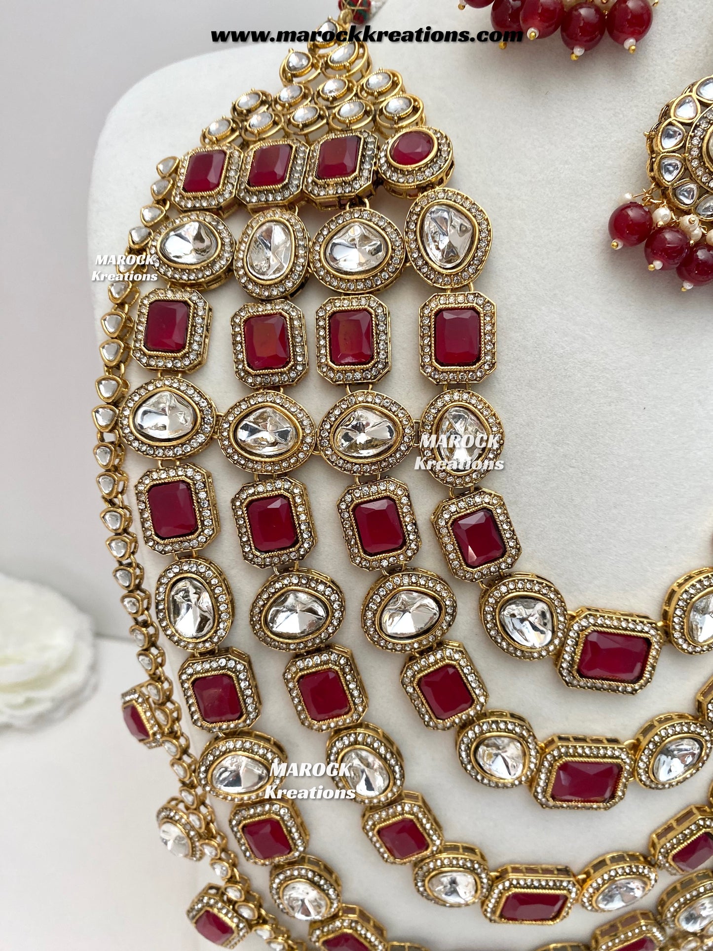 Samira Premium Quality Kundan Multi layer statement Rani haar set