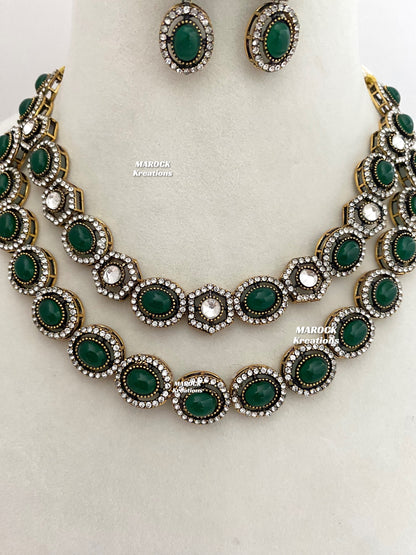 Sheenam Victorian Kundan Double layer Necklace set